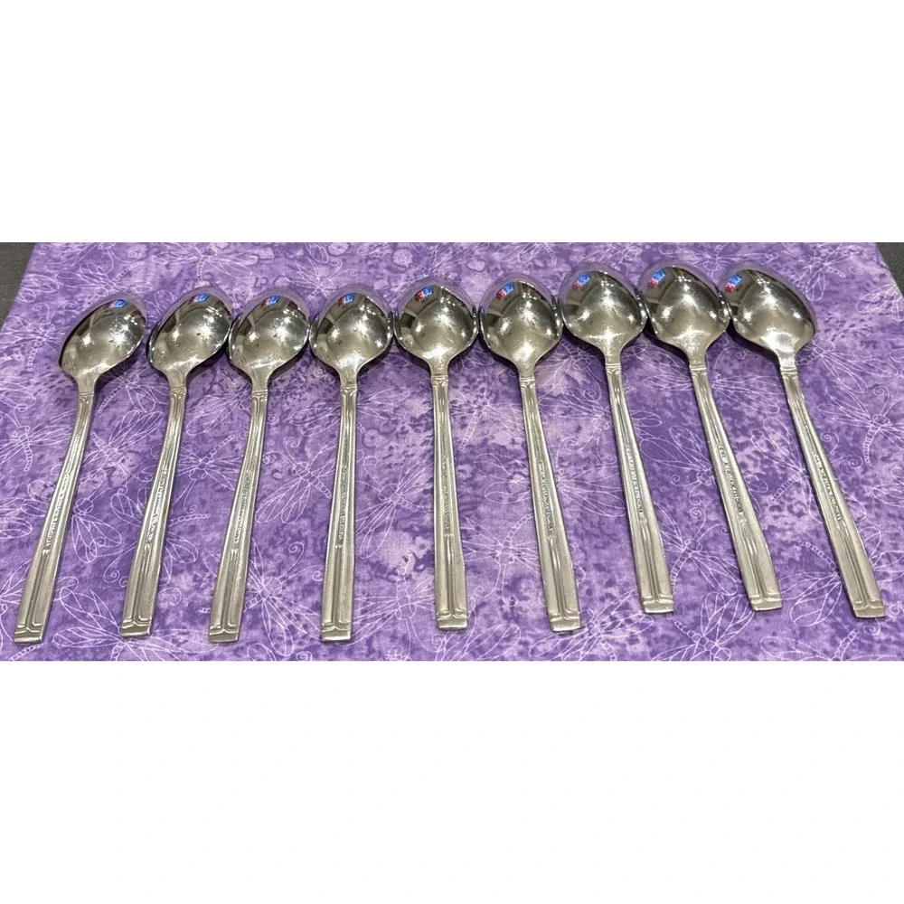 Wallace WAS244 Stainless Steel Flatware Soup Spoon Spoons Set Of‎ 9